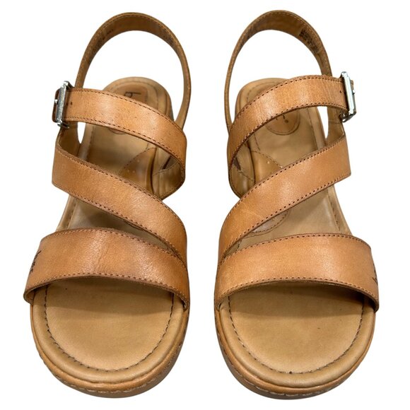 b.o.c. Born Concepts Alma Tan Leather Buckle Wedge Sandal Size 9 - Picture 5 of 15